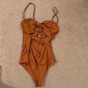 Beach Riot Rust Brown One-Piece Swimsuit with Twist Front